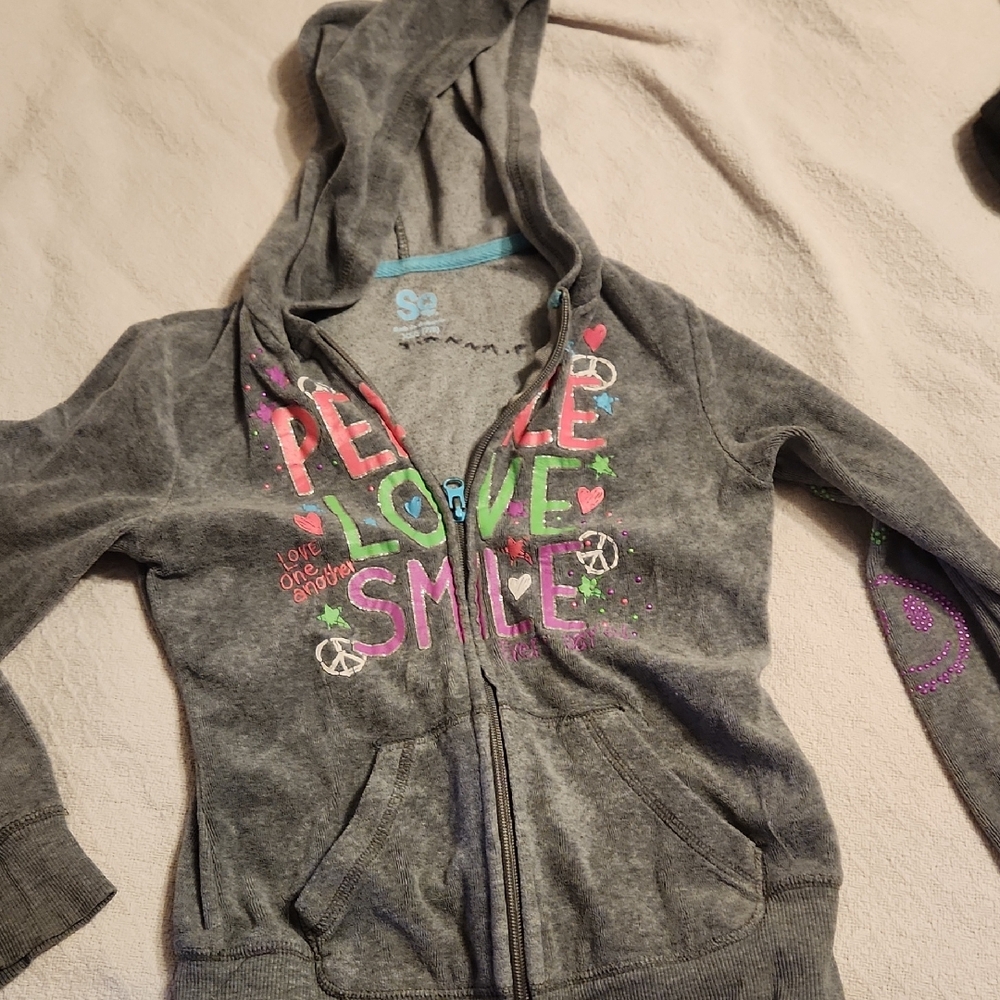 SO Gray Hoodie with Colorful Peace Print